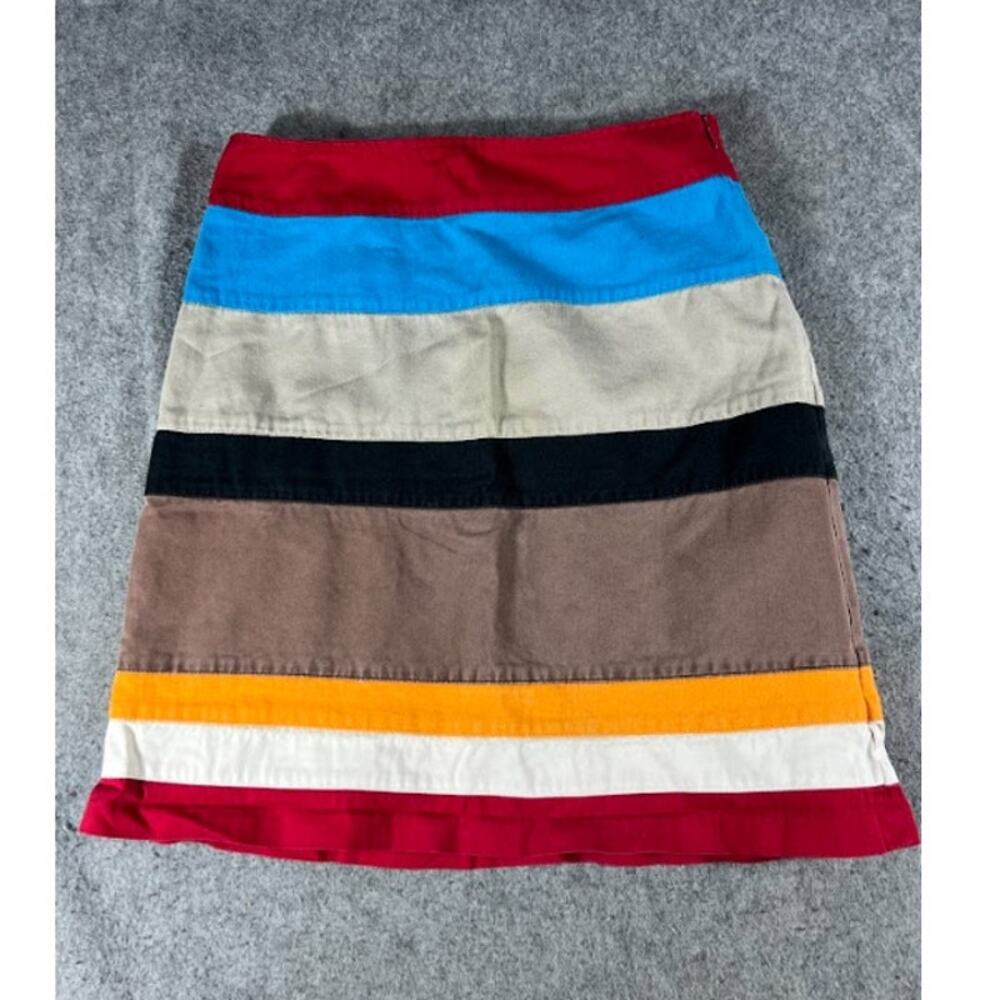 Anthropologie Colorblock Striped Corduroy A Line Mini Skirt Womens 10 Boho Indie